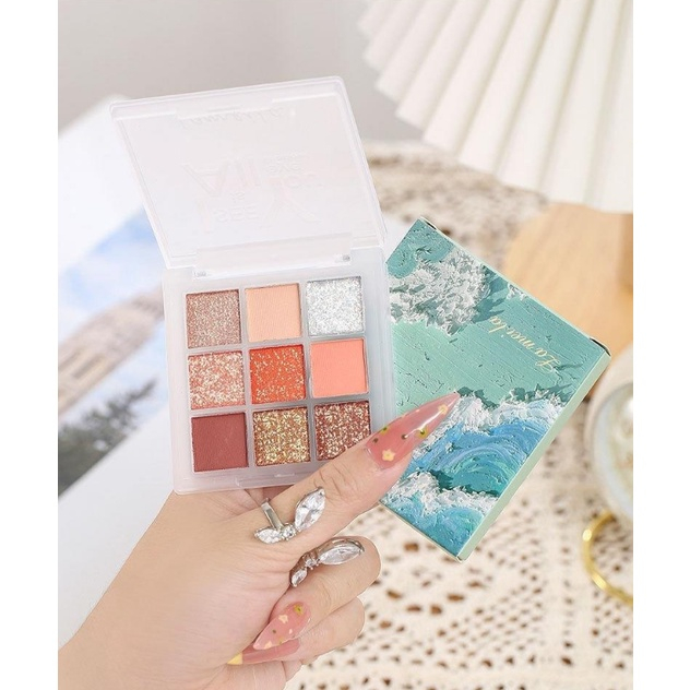 Lameila 5099 Eyeshadow Pallet All In One Highliter Blush On Glitter Korea 9 Warna Waterproof-3