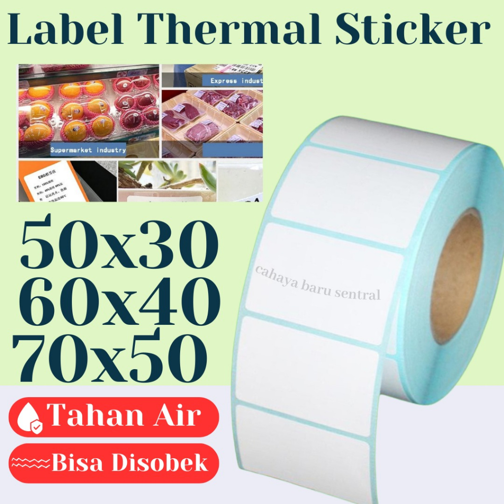 

Label Thermal 50x30mm - 50x30 & 60X40mm (1 LINE) Kertas Sticker Receipt Printer Barcode 60X40mm isi 500 pcs