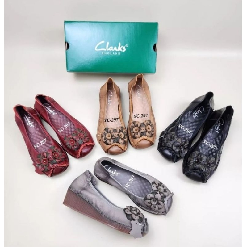 SEPATU CLARKS MELATI YC-297/SEPATU CLARKS WANITA YC-297/SEPATU KULIT WANITA/CLARKS WEDGES WOMAN/ WEG