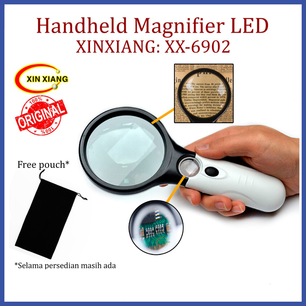 

Kaca Pembesar LED XINXIANG XX-6902 ORIGINAL / Lampu Lup Lensa Magnifier Handheld / Membaca Perhiasa