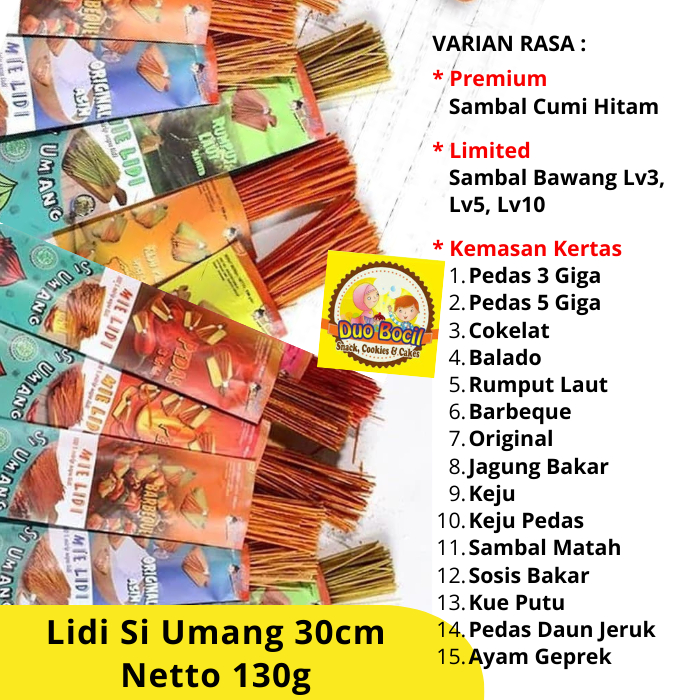 

Mie Lidi SIUMANG / Mie Sapu Lidi SI UMANG 130 Gram - Duo Bocil Snack