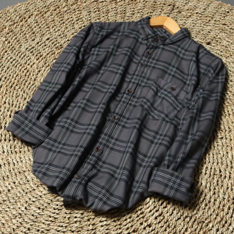 KEMEJA FLANEL LENGAN PANJANG HEM PRIA WANITA F106