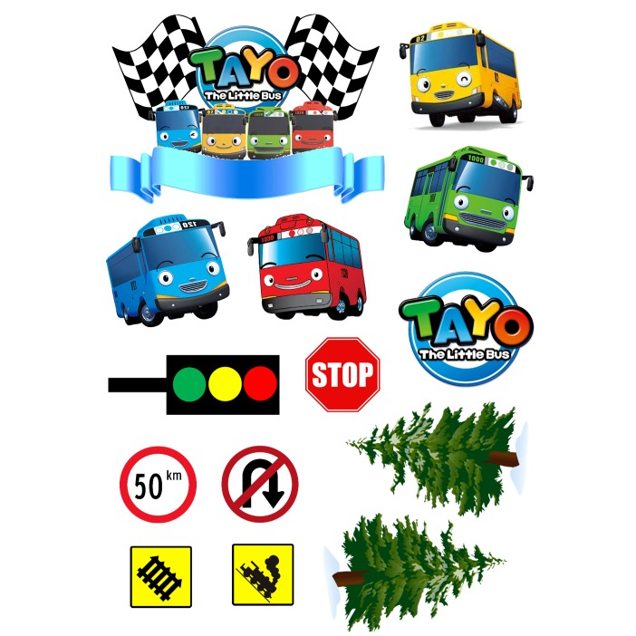 TAYO/ Topper Birthday TAYO/Hiasan Kue ULTAH TAYO Custom Nama