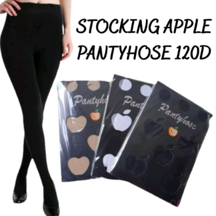 Stoking Celana Wanita Tebal 120D Bahan Katun Nilon Warna Hitam dan Krem