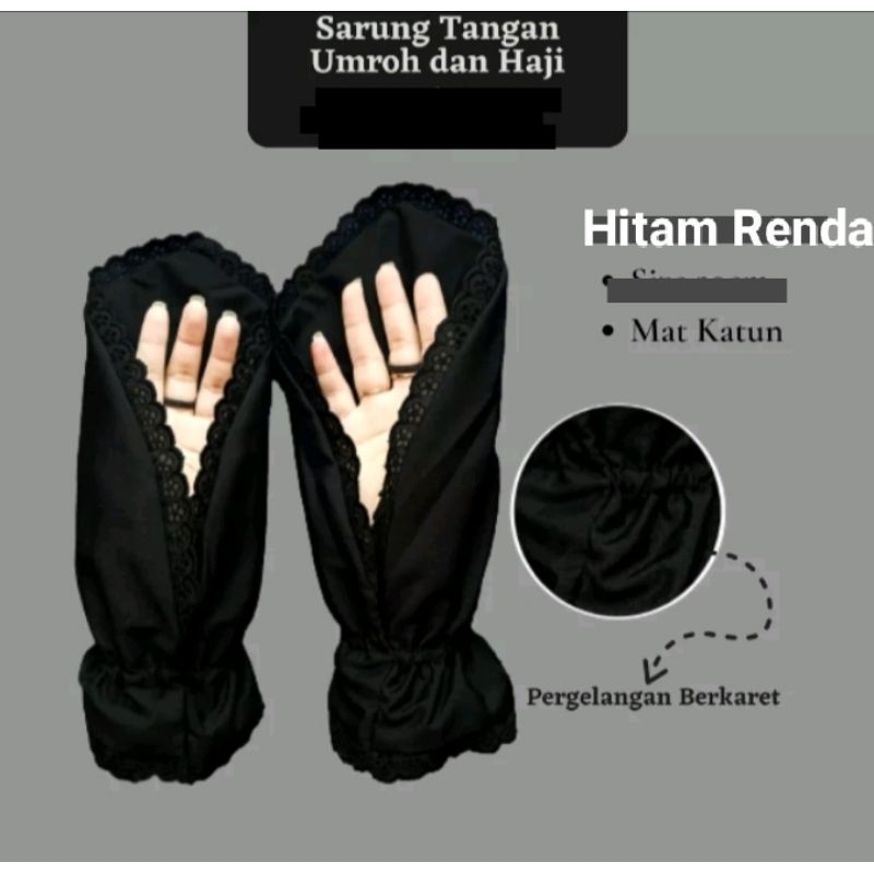 PERLENGKAPAN HAJI & UMROH//SARUNG TANGAN IHROM WANITA WARNA HITAM.