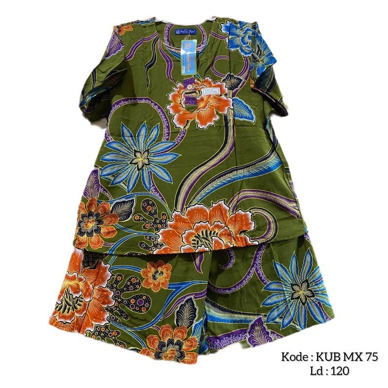 BISA COD!! STELAN MAXI 75 BABY DOLL BATIK KENCANA UNGU TELARIS SETELAN LABEL BIRU WANITA ORIGINAL  L