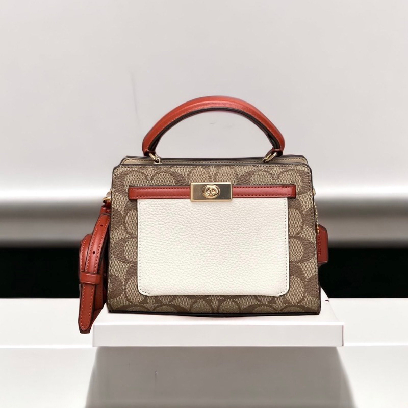 Original Coach Mini Lane Top Handle Bag in Colorblock Signature Canvas