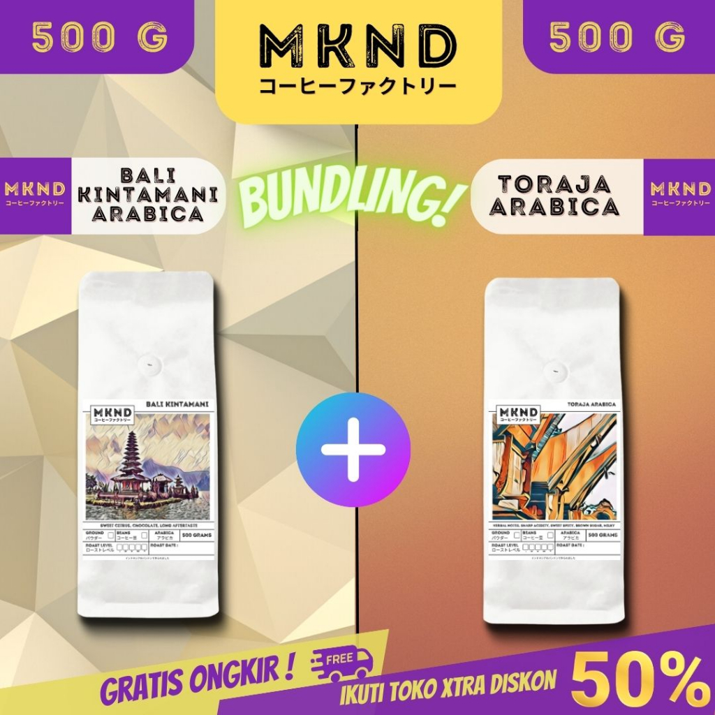 

MKND® BUNDLING HEMAT 2X500 KOPI ARABIKA BALI KINTAMANI GRADE 1 SINGLE ORIGIN + TORAJA SAPAN GRADE 1 SINGLE ORIGIN PROMO DISCON | BIJI BUBUK | SINGLE ORIGIN | PREMIUM COFFE | ROASTED BEANS | MANUAL BREW | COFFE ROASTERY