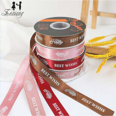 

PT05 Pita Organza Satin Motif Best Wishs Pita Kado Buket Bunga bahan dekorasi Flower Bouquet Ribbon Import Premium Cellophane Motif