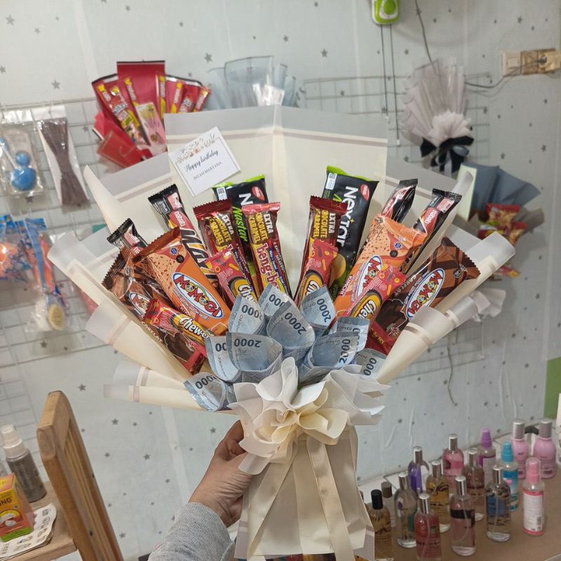 

kado buket snack+uang 20rb