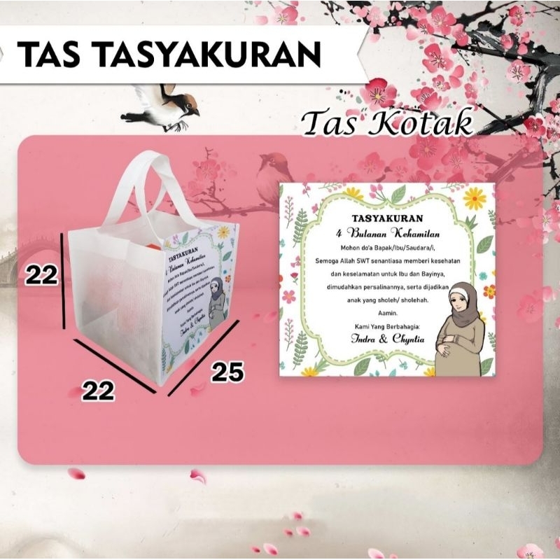 Tas Souvenir Tasyakuran 7 Bulan Kehamilan/Tas Box Nasi 22x22 cm