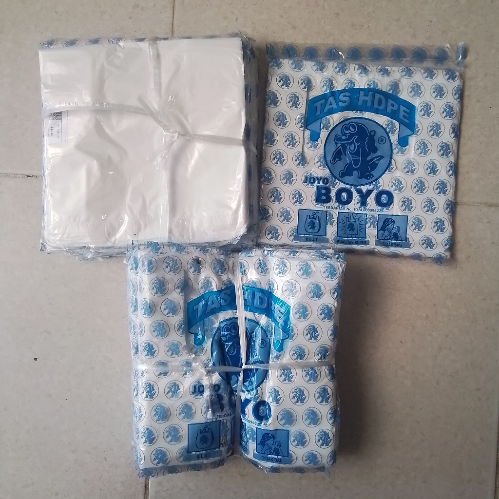 BOYO 21 HITAM PUTIH Kantong kresek Boyo Ukuran 21x40 warna putih tanggung