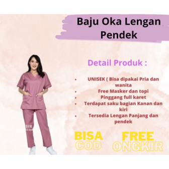 Baju kesehatan / Seragam perawat / Baju Oka lengan pendek