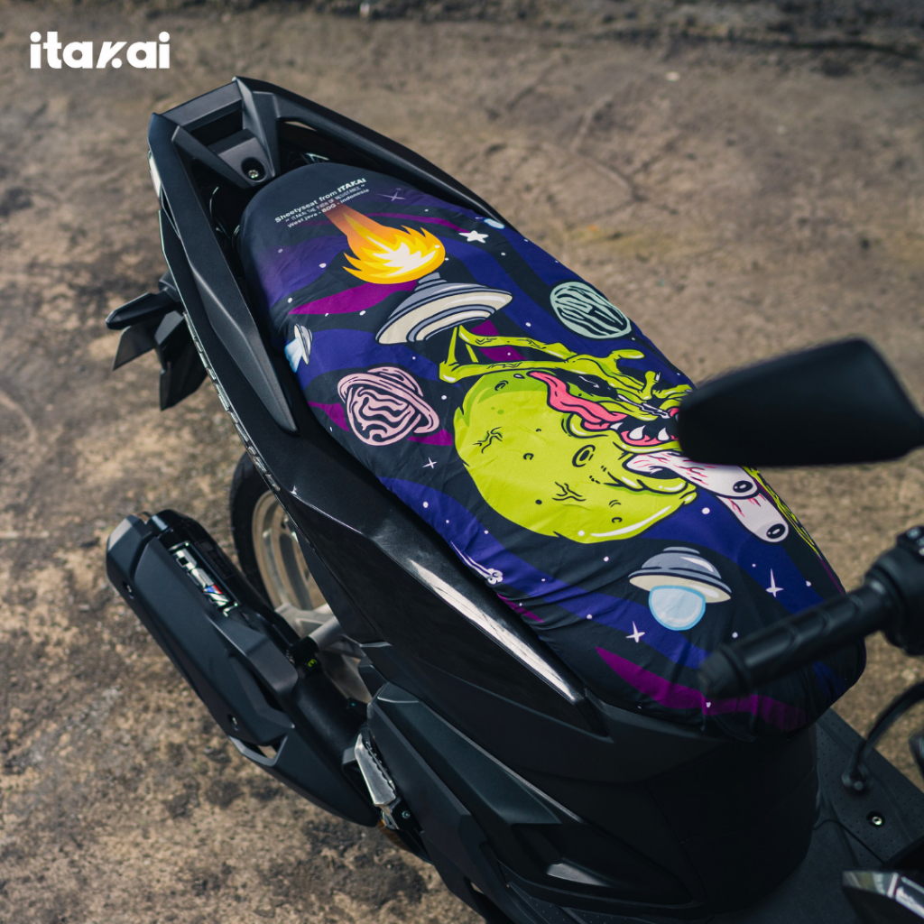 ID ITAKAI SARUNG JOK (THE ALIEN - LARGE) - COVER JOK MOTOR MOTIF PREMIUM / ANTI AIR / ANTI CAKAR
