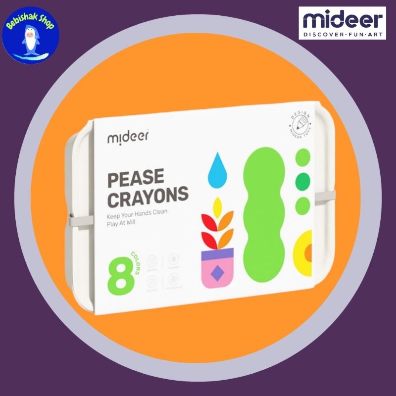 

Mideer | Pease Crayon with 8 Colors | Easy Grip Crayon for Toddler and Kids