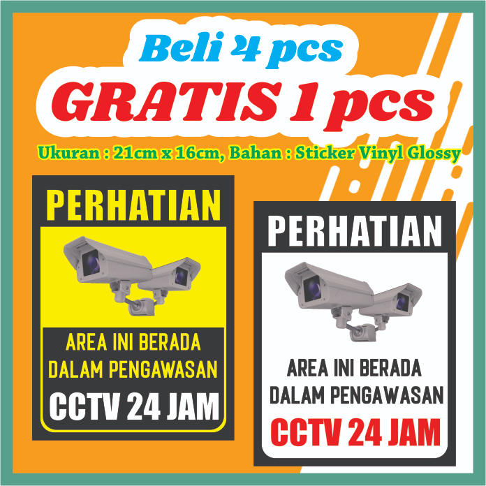 

Stiker CCTV ukuran 16x21cm