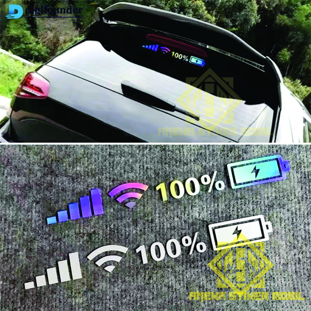 Stiker Kaca Mobil Model Sinyal Wifi Baterai Termurah
