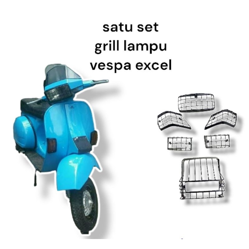 grill lampu vespa excel satu set sein/headlamp/stoplamp