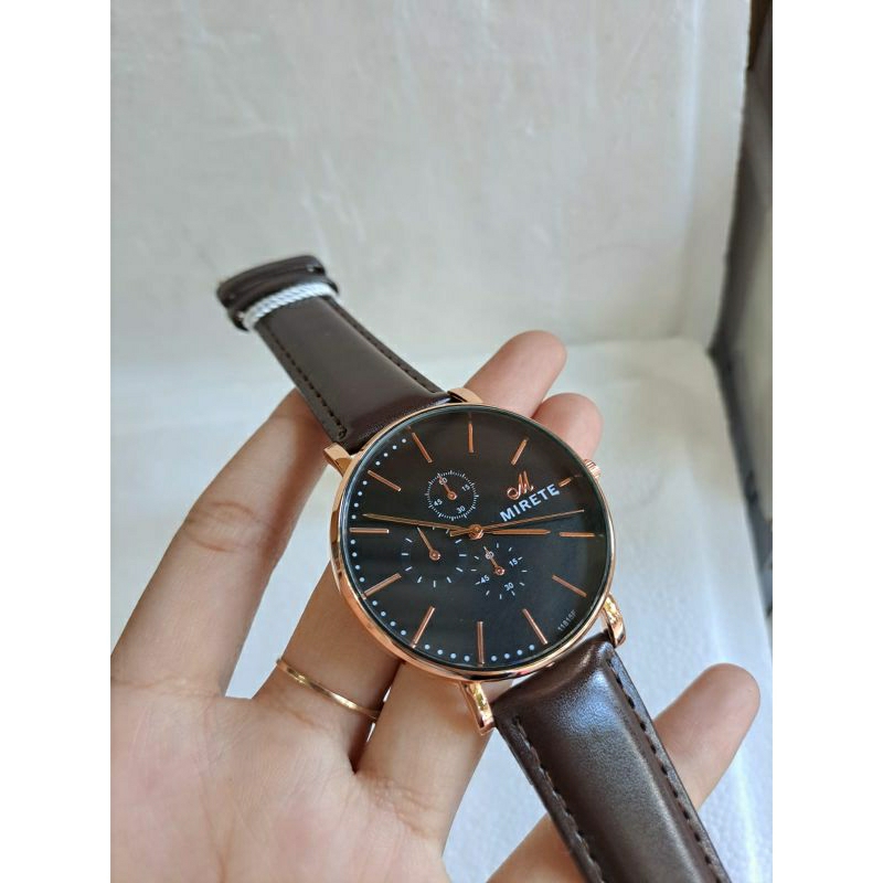 JAM  COUPLE KULIT MIRETE TAHAN AIR KUARSA ORIGINAL JAM TANGAN PRIA TALI KULIT_JAM TANGAN WANITA TALI