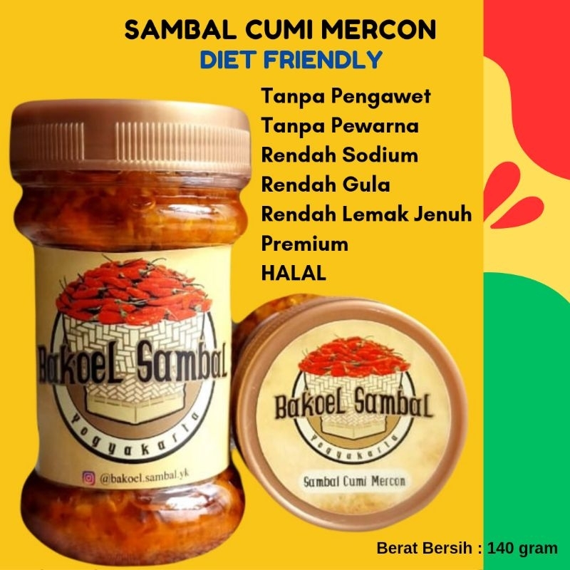 

SAMBAL CUMI MERCON Sambal Sehat DIET FRIENDLY 140 gram BAKOEL SAMBAL YOGYAKARTA