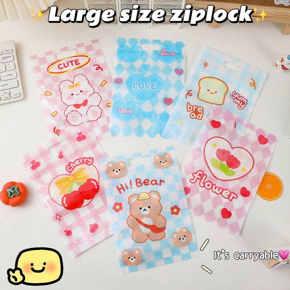 

[HARU] Cartoon Carryable Plastic Bag | Carryable Ziplock | Ziplock Snack Lucu | ZIpper Bag Aesthetic | ZIplock Korean