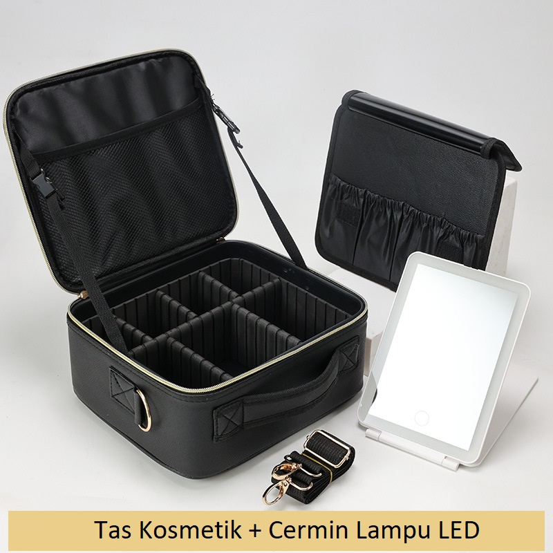 Tas Kosmetik Cermin Lampu LED Tas Make up LED Tas Makeup LED Tas Cermin