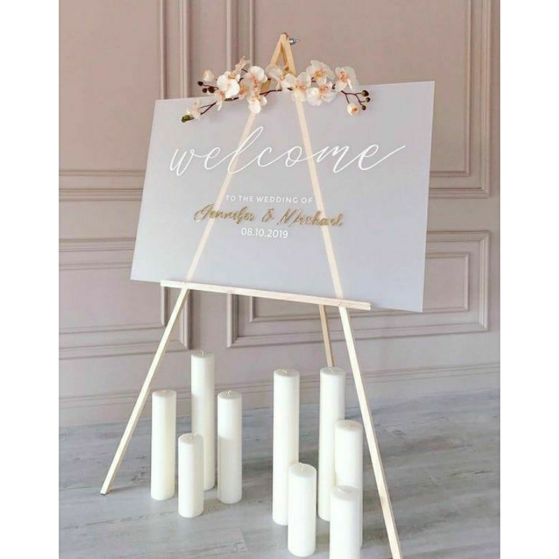

TRIPOD KAYU EKONOMIS WOODEN EASELS WELCOME SIGN STAND PAPAN LUKIS SIAP KIRIM