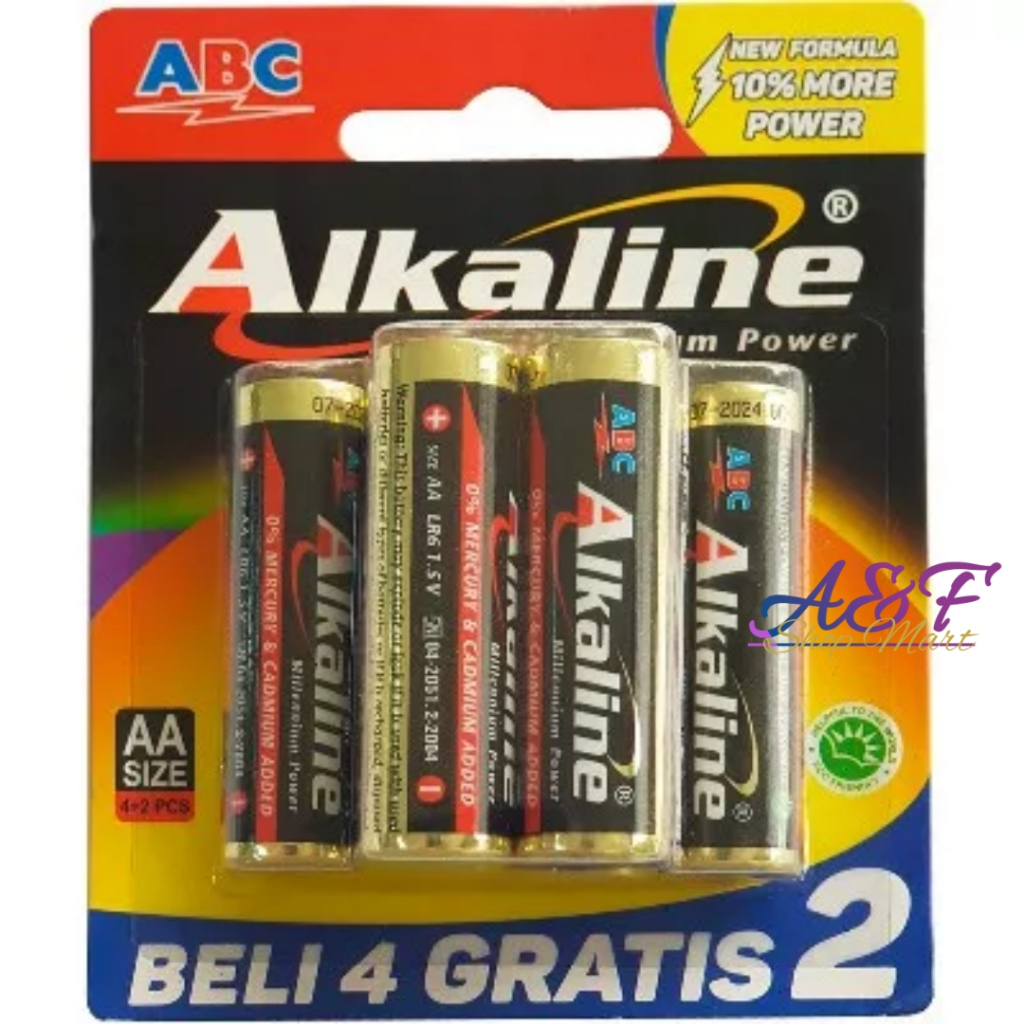 ABC Alkaline Baterai Alkaline AA AAA isi 6