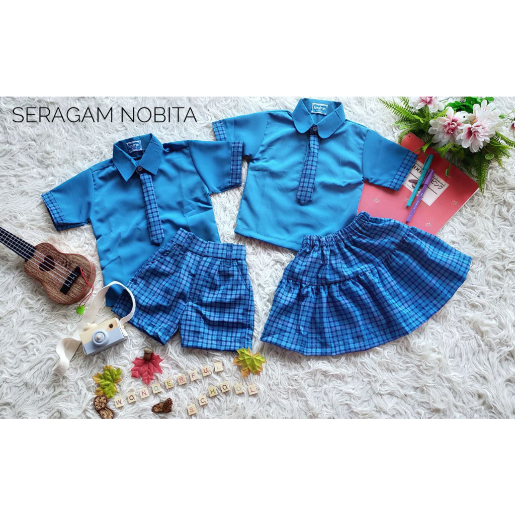 Seragam sekolah PAUD baju seragam sekolah TK warna Biru Muda