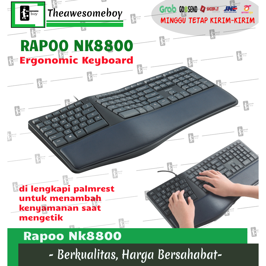Rapoo NK8800 Ergonomic Wired Keyboard With Palm Rest Pesaing Ergo K860