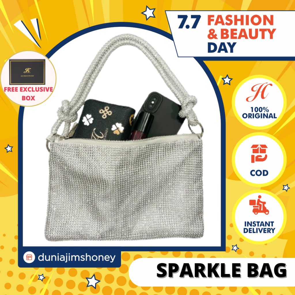 Jims Honey Sparkle Bag Tas Bahu Wanita Pesta Mewah Shoulderbag Import Berkualitas Free Box