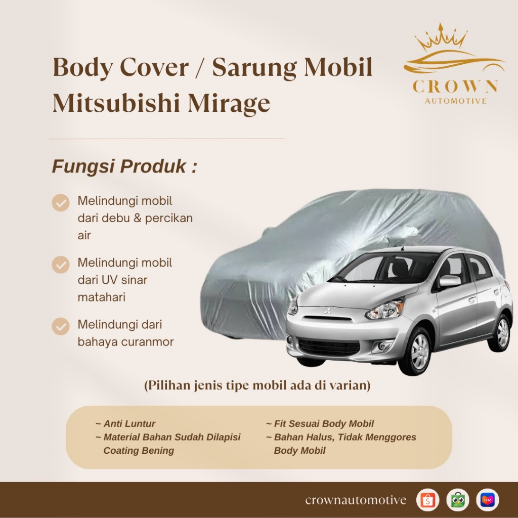 Body Cover Mobil Mitsubishi Mirage / Sarung Mobil Mirage