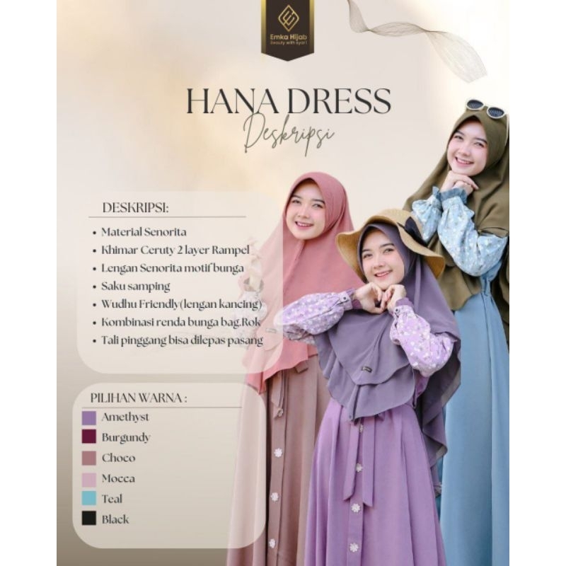 DRESS HANA BY EMKA HIJAB //DISKON//DRESS/ABAYA/DRESSCANTIK/GAMIS