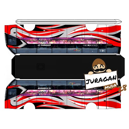 DIY Miniatur Bus Bhineka Pariwisata Skala 30 Papercraft