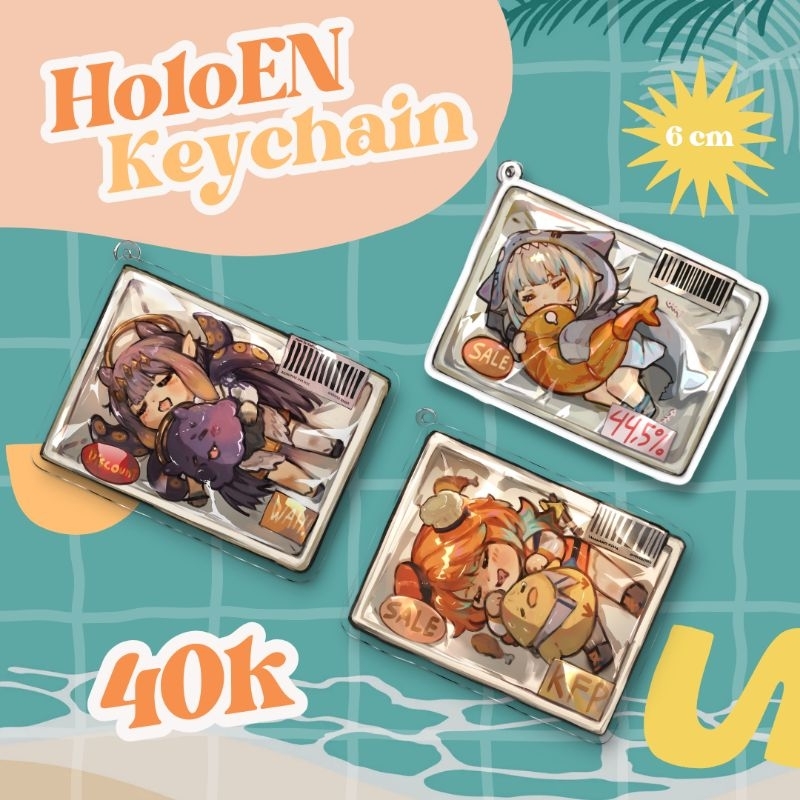 Hololive EN Keychain, Gawr gura, Ninomae Inanis, Takanashi Kiara