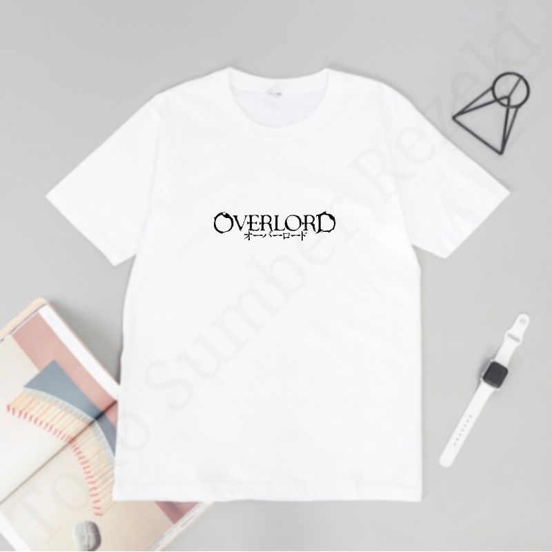 Baju Kaos Oblong Overlord Tangan Pendek Putih TShirt White Tulisan