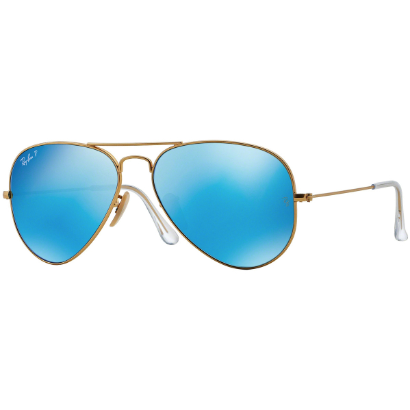 Ray-Ban Sunglass Aviator RB 3025 112/4L 58 Matte Gold w Polarized Blue
