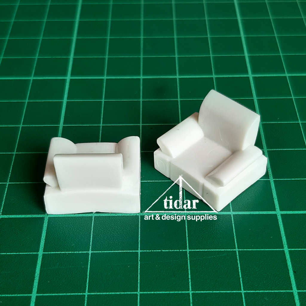 

[MR] BD - Miniatur Maket Sofa 1 Seat Skala 1:50 - Sofa Single - Kursi Putih Minimalis