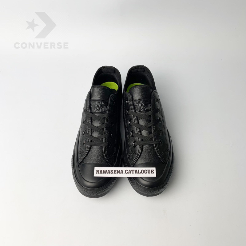 Converse - Sepatu Converse Kulit Pendek Full Black Kualitas Grade premium