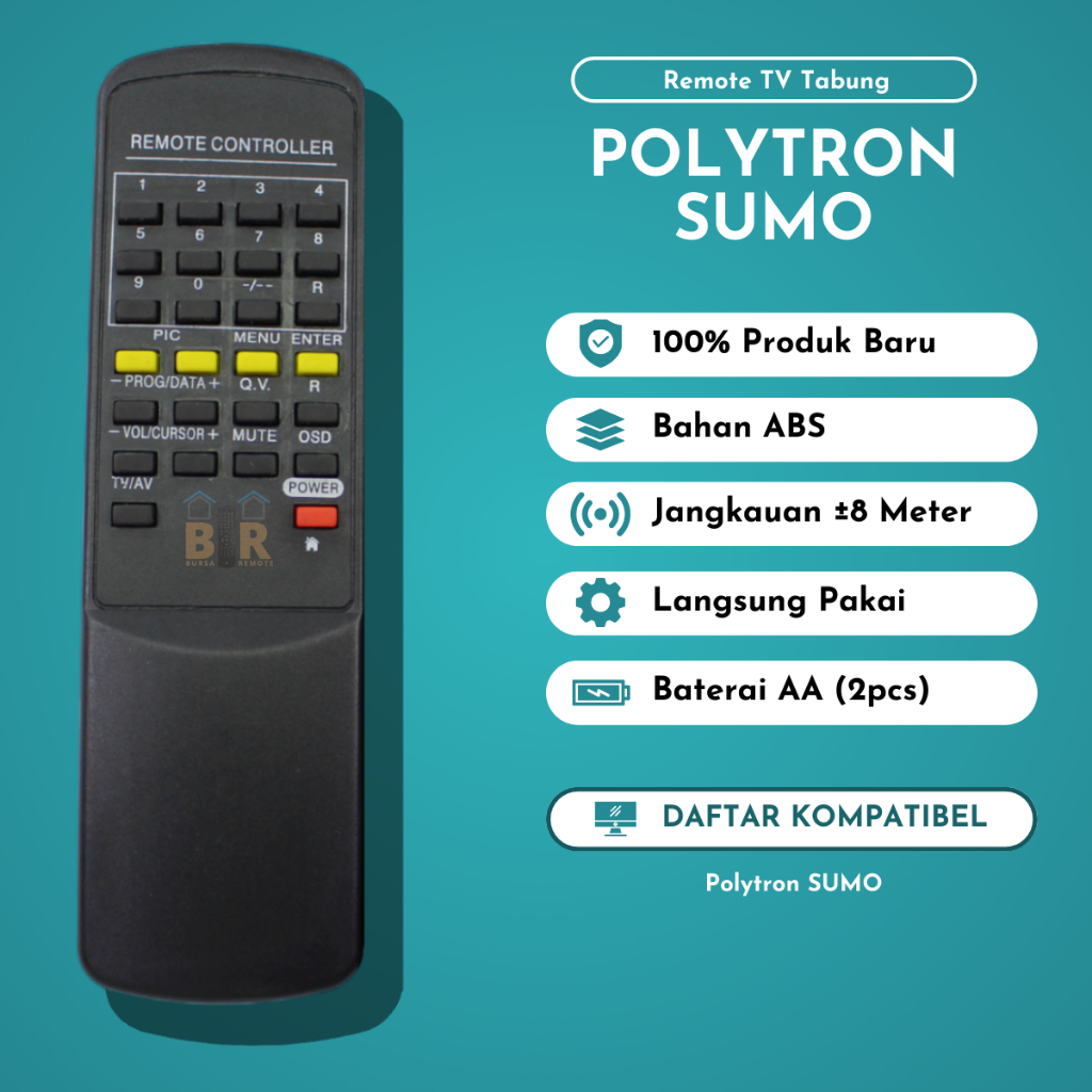 Remot / REMOTE TV TABUNG polytron SUMO tanpa setting