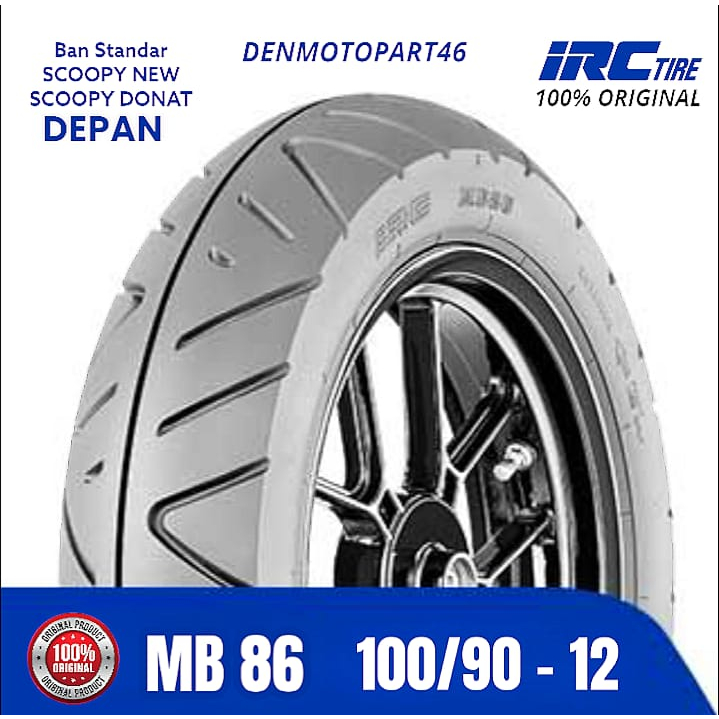 BAN LUAR MOTOR MATIC [ IRC ] MB86 100/90 RING 12 TUBLES TUBELESS DEPAN SCOOPY ESP NEW DONAT VELG RIN