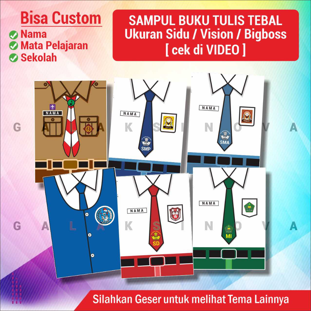 

SAMPUL TEBAL Buku Tulis Custom Seragam Sekolah - Custom Desain - Seukuran Big boss / Vision / Sidu