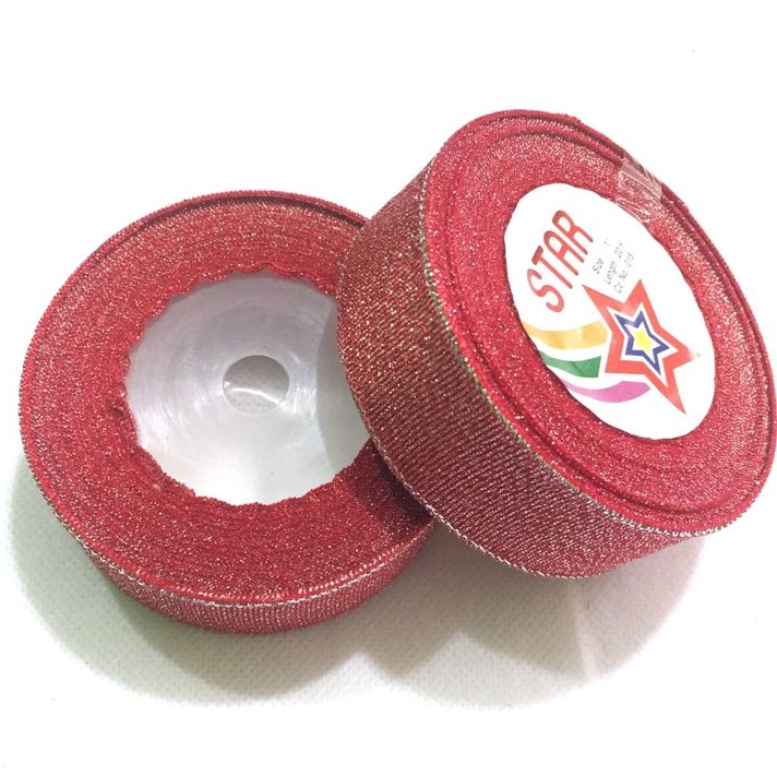 

Pita Glitter Merah 1 inch 2,5 cm per roll pita Gliter pita kado pita hasmpers