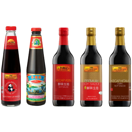 

Lee Kum Kee Oyster Sauce (Saus Tiram) / Soy Sauce (Kecap Asin) / Soy Sauce Premium (Kecap Asin Premium) / Dark Soy Sauce (Kecap Asin Hitam)