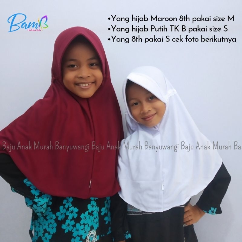 ORIGINAL kerudung sekolah hijab seragam sd mi sekolah dasar madrasah ngaji putih merah maroon hitam 