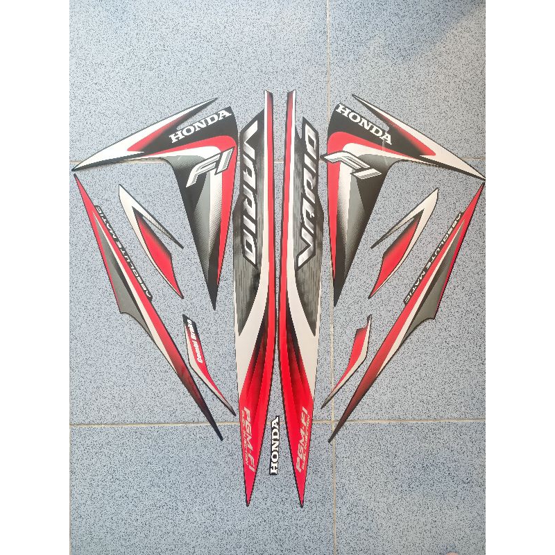 STIKER STRIPING LIS LES POLET BODY MOTOR HONDA VARIO AGNES LED 110 FI 2014 HITAM FULL