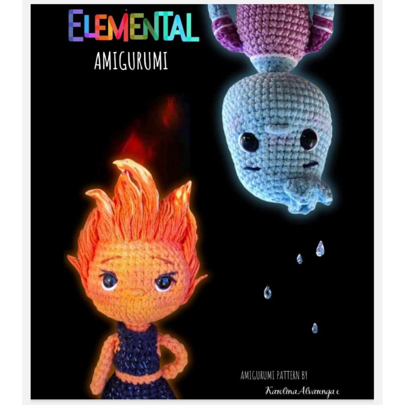 Amigurumi pdf crochet pattern movie character the elemental pola boneka rajut