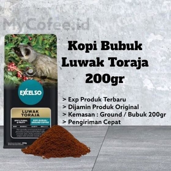 

Kopi Bubuk Excelso Luwak Toraja 200g