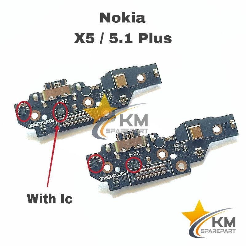 Konektor Charger Nokia X5 5.1 Plus Pcb Board Usb Papan Cas Mic