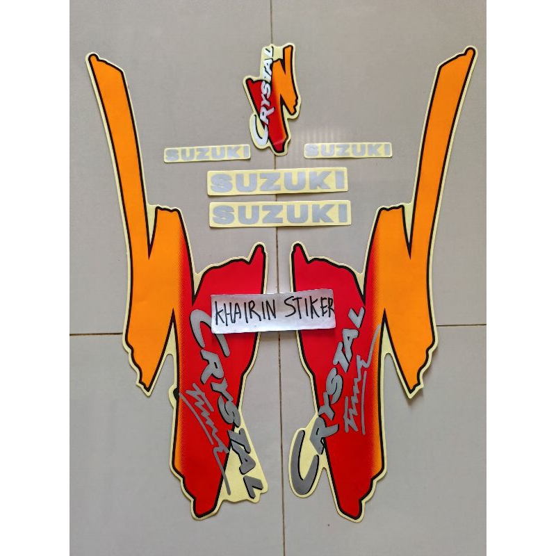 striping stiker Suzuki crystal 1994 94 hitam orange